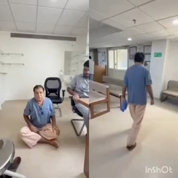 Day 0 video of knee replacement patient sitting cross-legged and walking