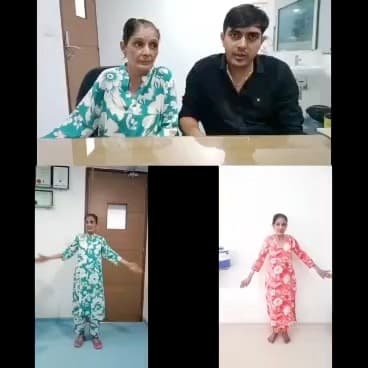 Patient demonstrating post-operative mobility and range of motion at the clinic